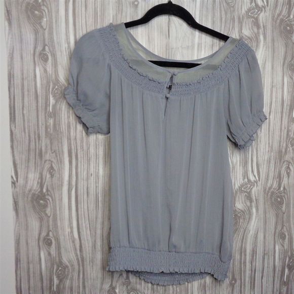 EXPRESS • Small gray blouse ruffles romantic sheer Spring Summer women's - Picture 1 of 6